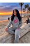 Women's Volleyball Pink Printed Crew Neck Tracksuit Set Oversize