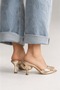 Women's Pointed Toe Thin Heeled Stylish Daily Slippers Sama Gold - 5