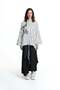 White Black Text Detailed Striped Shirt 19008 - 3