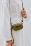 Mino Women's Mini Crossbody Bag with Adjustable Knot Detail Strap and Ankle Accessory, Oil Green