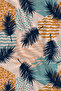 Beige Navy Blue Tropical Palm Leaf Patterned 70X150 Beach Towel - Digital Printed Bath Towel - 2