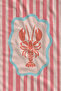 Pink and White Striped Lobster Patterned 70X150 Beach Towel - Digital Printed Fade-Resistant Bath Towel - 2