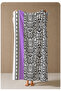 Black and White Ethnic Patterned 70X150 Beach Towel with Purple Stripes - Cotton Bath Towel - 4