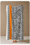 Orange Striped Black and White Ethnic Patterned 70X150 Beach Towel - Cotton Bath Towel - 4