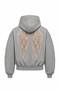 Women's Tulle Angel Wing Embroidered Oversize Hooded Sweatshirt / Hoodie with Fleece Inside (3 Yarn Threads)
