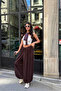 Sandy Fabric Black Lace-Up Shalwar Trousers with Elastic Waistband - 2