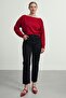Women's Slim Mercerized Asymmetrical Cut Boat Neck Knitwear Sweater - 7