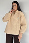 Beige Women's Half-Zip Plush Sweatshirt - 3