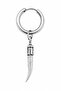 Unisex Silver Color Steel Dangle Authentic Wolf Tooth Figured Hoop Earrings 1 Piece - 2
