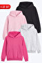 Unisex Kids 4-Piece Basic Plain Kangaroo Pocket Hooded Sweatshirt