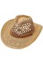Adult straw cowboy hat khaki. - 2