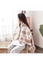 Women's fleece scarf 100x140cm camel plaid sleeveless blanket. - 4