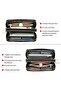 Women's large wallet RFID genuine leather double zipper wrist strap. - 2