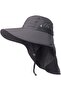 Dark grey outdoor sun hat with neck protection and breathable design - mesh, adjustable, UV