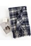 Women's plaid scarf 180x60cm black thickened shawl winter.