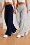2-Pack of Gray and Navy Blue Wide Leg Sweatpants