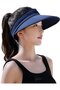 Women's Summer Sun Hat - Detachable Wide Brim UV Protection Navy Blue - 4