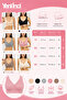 Women's Front Open Snap Fastener Wire Free Bra Wide Straps Soft Textured Daily Comfort Bra - 2