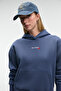 Melurea women's embroidered Hooded comfort fit dark blue sweatshirt - 5