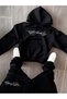 Unisex Men's and Women's Signature Printed Oversize 3 Thread Hooded Baggy Bottom Tracksuit Set