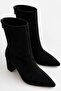 Daisy Women's Suede Boots - Pointed Toe Thick Heeled Boots with Back Zipper - 2