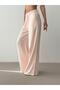 Women's Pink Palazzo Trousers with Elastic Waist and Lace-Up Long Wide Legs - 2