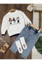 Teddy Bear Printed Sweatshirt, Lycra Jeans with Socks, 3-Piece Baby Boy/Child Set - 2
