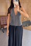 Halter Neck Gray Corset Blouse - 4