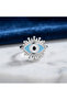Bohemian Evil Eye Bead Detailed Zircon Stone Luxury Adjustable Women's Ring (Special Boxed)