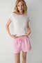 Olya Women's Round Neck T-Shirt with Contrast Collar and Cuff in White / Pink - 3