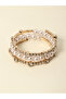 Gold Tone Multi-Strand Pearl and Rhinestone Bracelet - 3