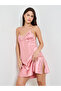 Pink Lace Detail Satin Robe and Slip Set - 3