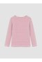 Vizyon New Season Pink Crew Neck Long Sleeve Striped Girls' T-Shirt - 4