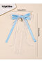 Girls Blue Seashell and Beads Embellished Bow Hair Clip - 4