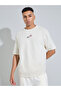 Cream Embroidery and Print Crew Neck Oversized T-Shirt - 3