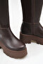 Helena Brown Rustic Women's Daily High Sole Scuba Fabric Flat Rustic Wedge Heeled Boots - 2