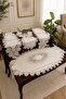 Narin Velvet Living Room Set 5 Pieces Cream
