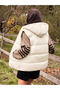Women's Ecru Hooded Regular Puffer Vest - 4