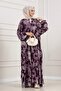 Müjde Half Button Robe Dress-Purple - 2