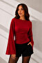 Modal Fabric Gathered Detail Wide Sleeve Women's Blouse 212 - 3