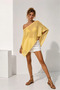 Summer Stylish Women's Asymmetrical Transparent Flowy Knitwear Cape Poncho - Yellow - 3