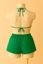 Women's Green Shorts Waist and Neck Tie Bikini Set - 3