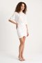 Women's Double-Breasted Basic White Dress with Skirt Detail and Elastic Waist - 2