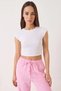 Women's Crew Neck Short Sleeve Crop White T-Shirt