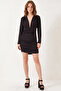 Women's Black Dress with Shirred Sides - 7