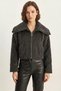 Women's Wide Collar Pocket Detailed Lined Anthracite Cashmere Coat - 3
