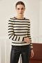 Women's Striped Black Ecru Sweater - 5
