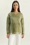 Women's Plaid Patterned Shawl Collar V-Neck Knitwear Light Green Sweater - 7