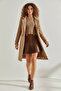 Women's Single Button Belted Lined Cashmere Camel Coat - 3