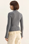 Women's Lace Detailed Half Turtleneck Buttoned Ribbed Knitwear Gray Cardigan - 7